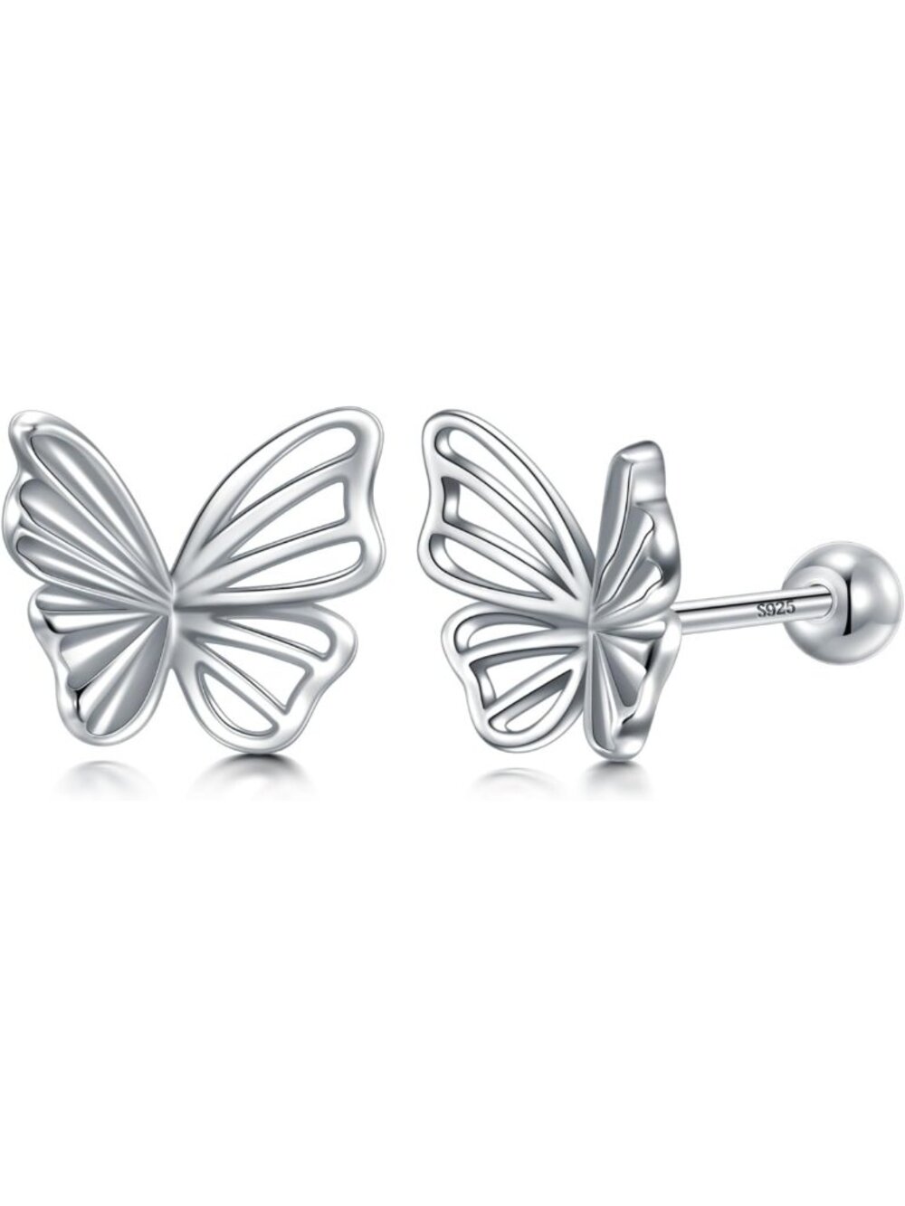 Dainty 925 Sterling Silver Bow & Butterfly Stud Earrings for Women - Chic